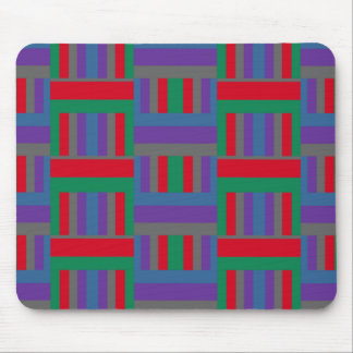 Abstract Red Purple and Green Line Pattern on Gray Mouse Mat