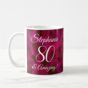 Abstract Red Rose 80 and Amazing Birthday Coffee Mug