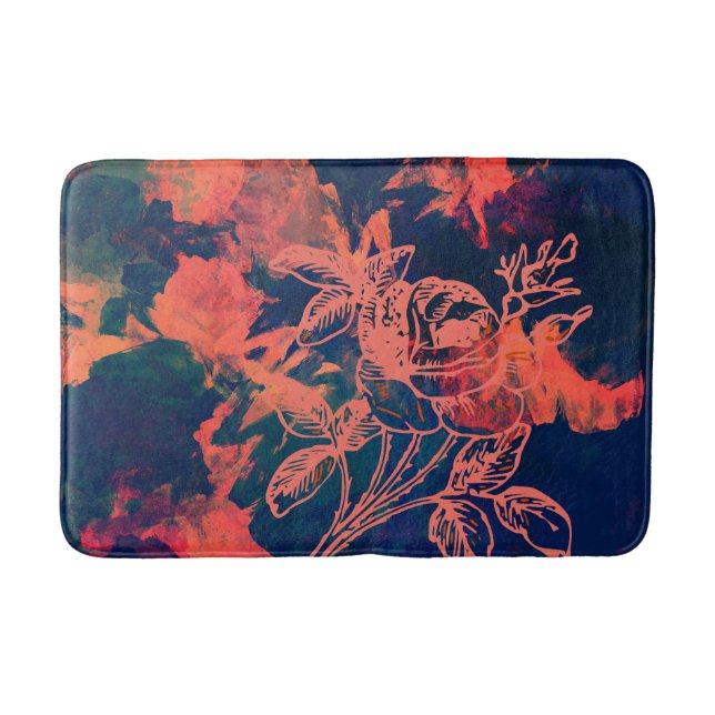 Abstract Red Rose Art Bath Mat (Front)