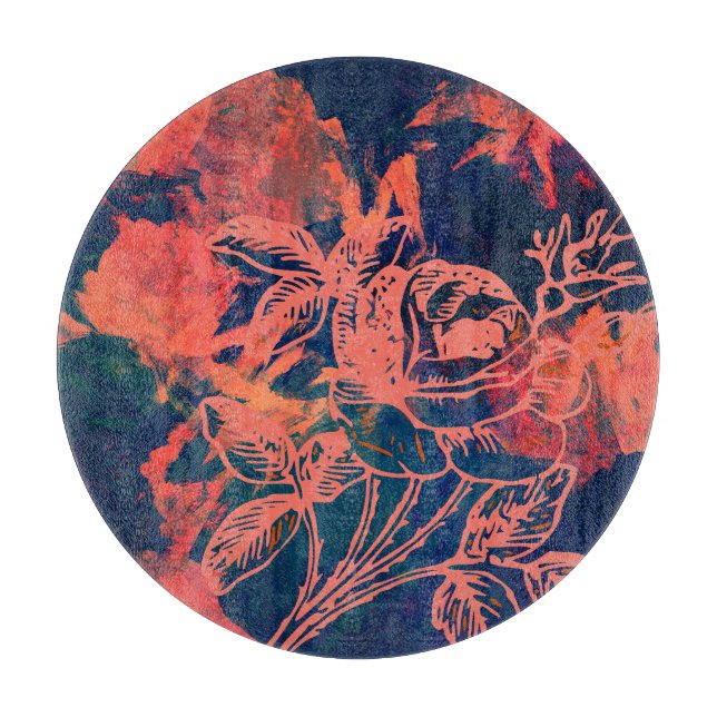 Abstract Red Rose Art Cutting Board (Front)