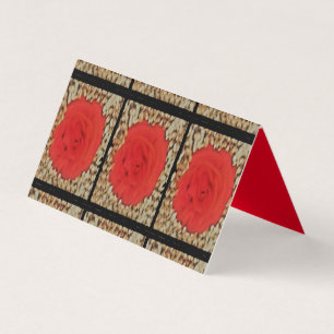 Abstract red Rose design on sheep wool art Business Card