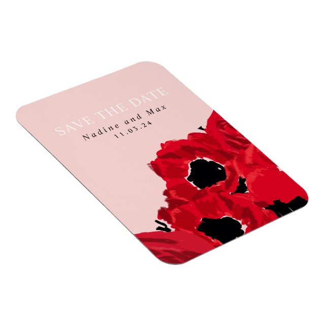 Abstract Red Roses and Poppies Magnet (Right Side)