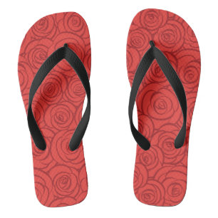 Abstract Red Roses Background Flip Flops