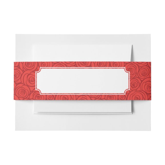 Abstract Red Roses Background Invitation Belly Band (Front Example)