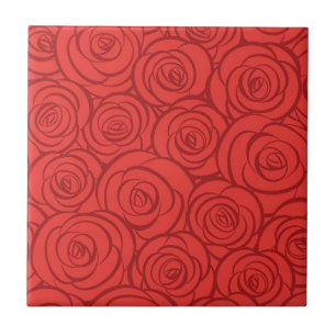 Abstract Red Roses Background Tile