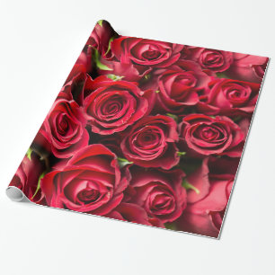 Abstract Red Roses Garden Elegant Floral  Wrapping Paper