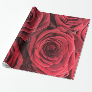 Abstract Red Roses Garden Elegant Floral  Wrapping Paper