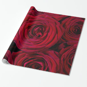 Abstract Red Roses Garden Elegant Floral  Wrapping Paper
