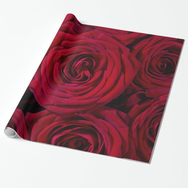 Abstract Red Roses Garden Elegant Floral  Wrapping Paper (Unrolled)