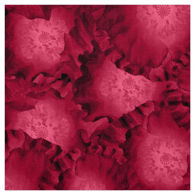 Abstract red roses poppy flowers floral romantic V Fabric (Swatch)