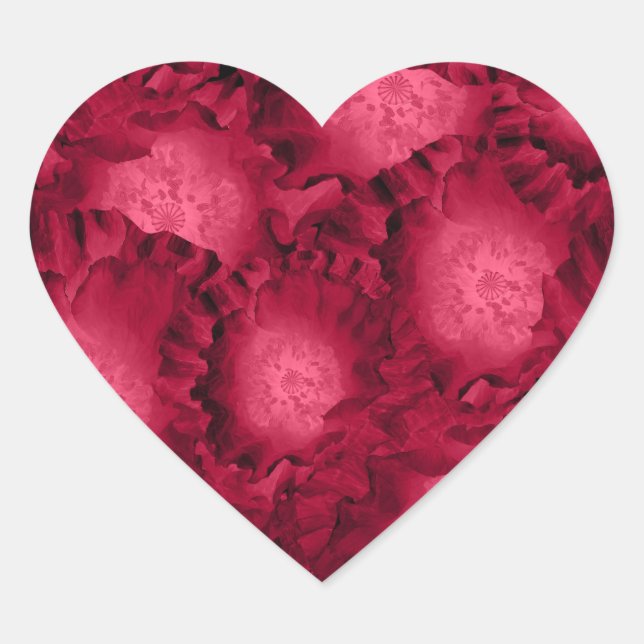 Abstract red roses poppy flowers floral romantic V Heart Sticker (Front)