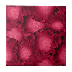 Abstract red roses poppy flowers floral romantic V Tile