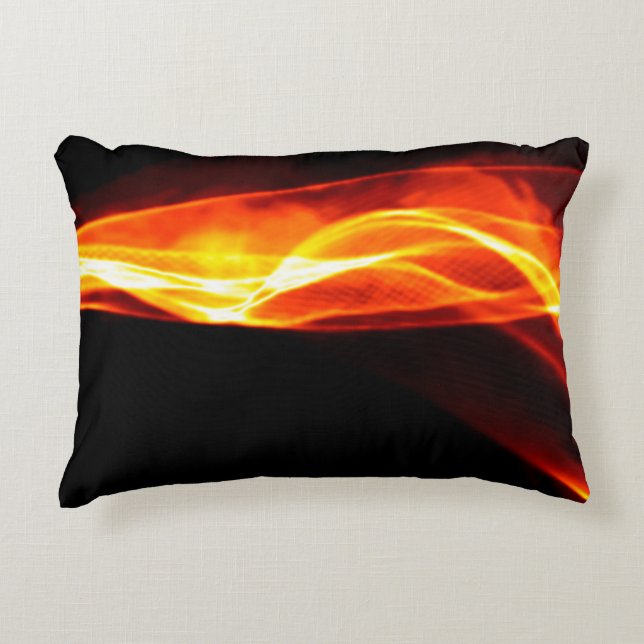 Abstract red smoke Fire over black background. Wav Decorative Cushion (Front)