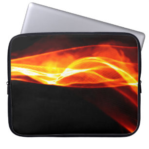 Abstract red smoke Fire over black background. Wav Laptop Sleeve