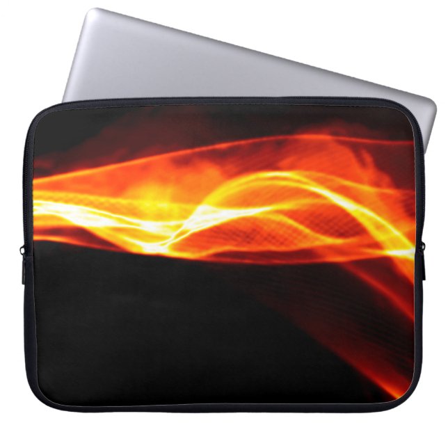 Abstract red smoke Fire over black background. Wav Laptop Sleeve (Front)