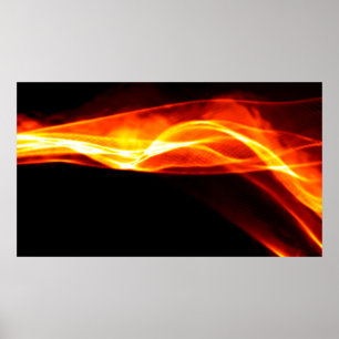 Abstract red smoke Fire over black background. Wav Poster