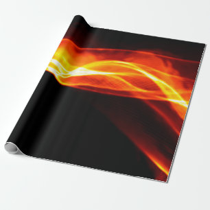Abstract red smoke Fire over black background. Wav Wrapping Paper