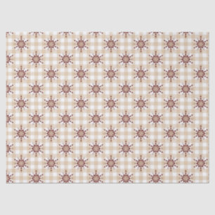 Abstract Red Snowflakes on Cream Decoupage Tissue Paper