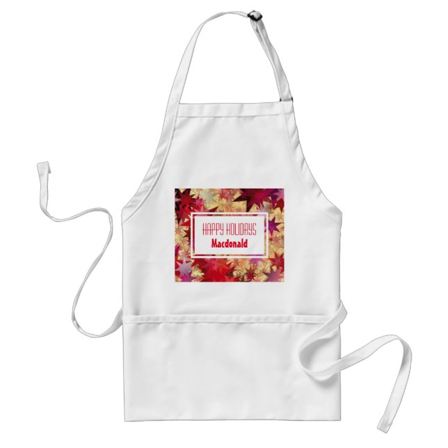 Abstract Red Stars HAPPY HOLIDAYS Personalised Standard Apron (Front)
