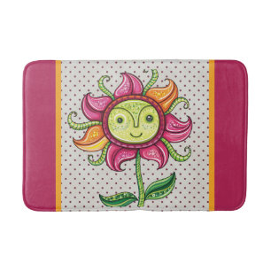 Abstract Red Sunflower Bath Mat
