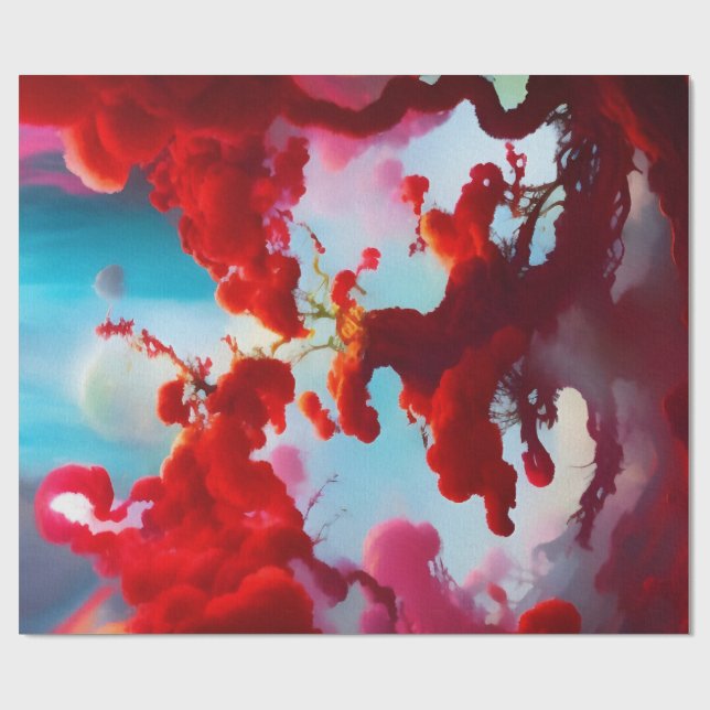 Abstract red trees wrapping paper (Flat)