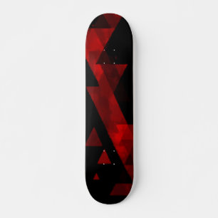 Abstract Red Triangle Pattern on Black Design Skateboard