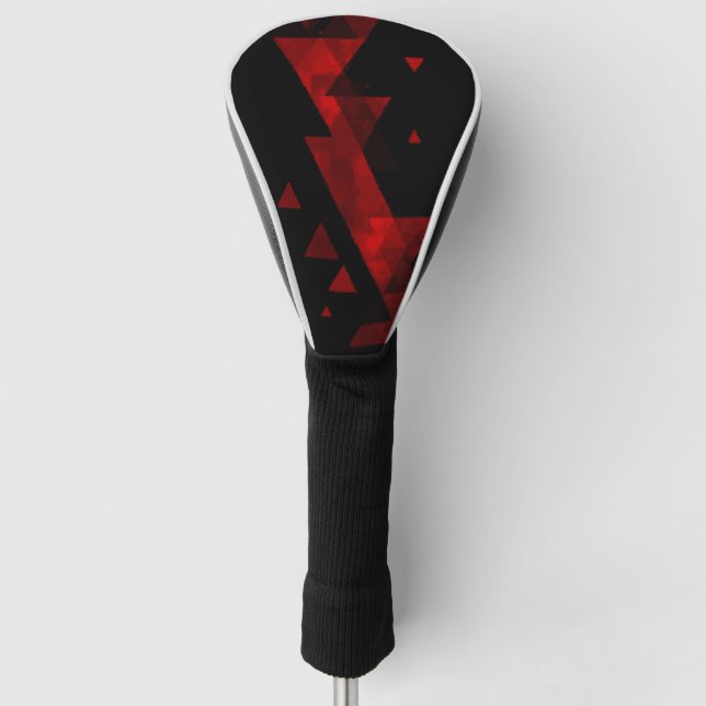 Abstract Red Triangle Pattern on Black – Modern Golf Head Cover (Front)