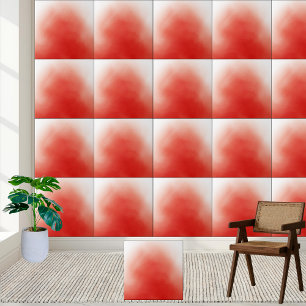 Abstract Red Watercolor Wash Ceramic Tile