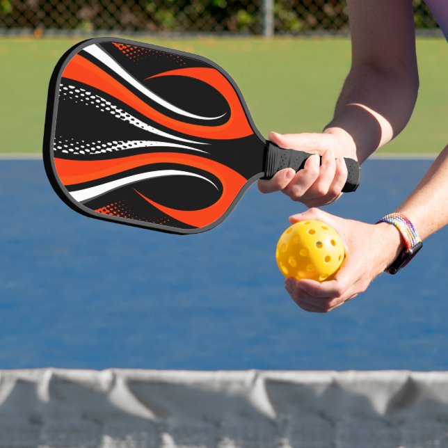 Abstract Red White and Black Curve Pickleball Paddle (Insitu)