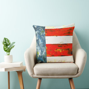 Abstract Red, White and Blue Flag-like Square Cushion