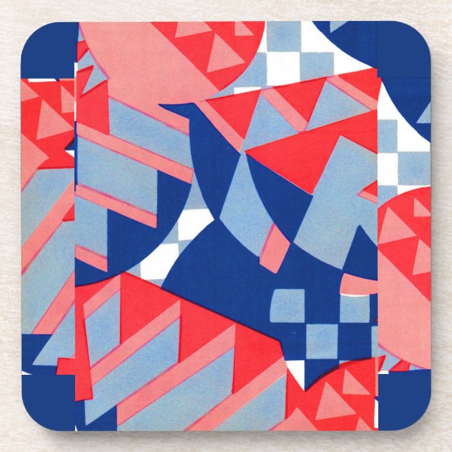 abstract red white and blue print no. 1 coaster (Front)