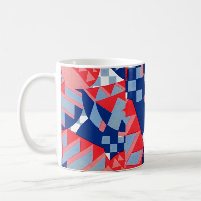 abstract red white and blue print no. 1 coffee mug (Left)