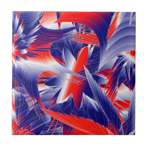 Abstract Red White and Blue Tile