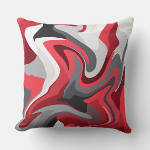 Abstract Red, white and Gray Color Flow Cushion