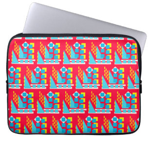 Abstract red yellow blue geometric laptop sleeve