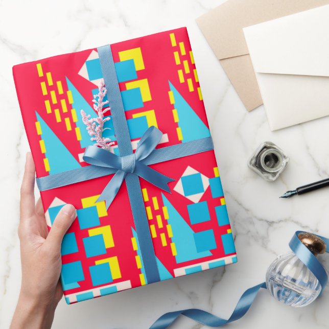 Abstract red yellow blue geometric simple wrapping paper (Gifting)