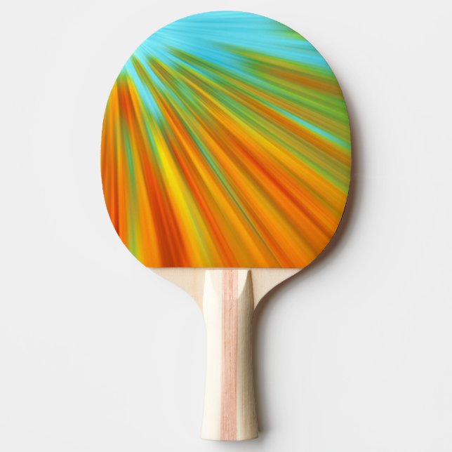 Abstract  red yellow orange green stripes on blue  ping pong paddle (Front)