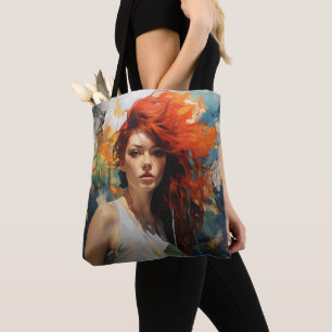 Abstract Redhead Girl Tote Bag