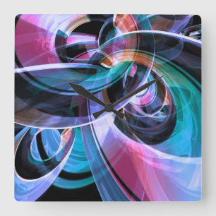 Abstract Reflecting Rings Square Wall Clock