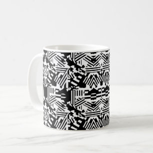 Abstract Reflections: Lines, Cubes, and Monochrome Coffee Mug