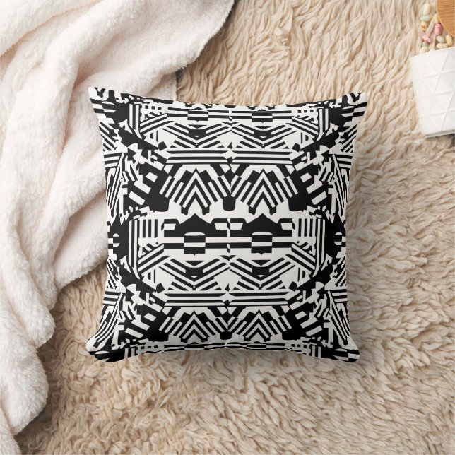 Abstract Reflections: Lines, Cubes, and Monochrome Cushion (Blanket)