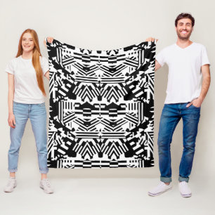 Abstract Reflections: Lines, Cubes, and Monochrome Fleece Blanket
