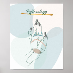 Abstract Reflexology Hand Map Neutral Tones Poster