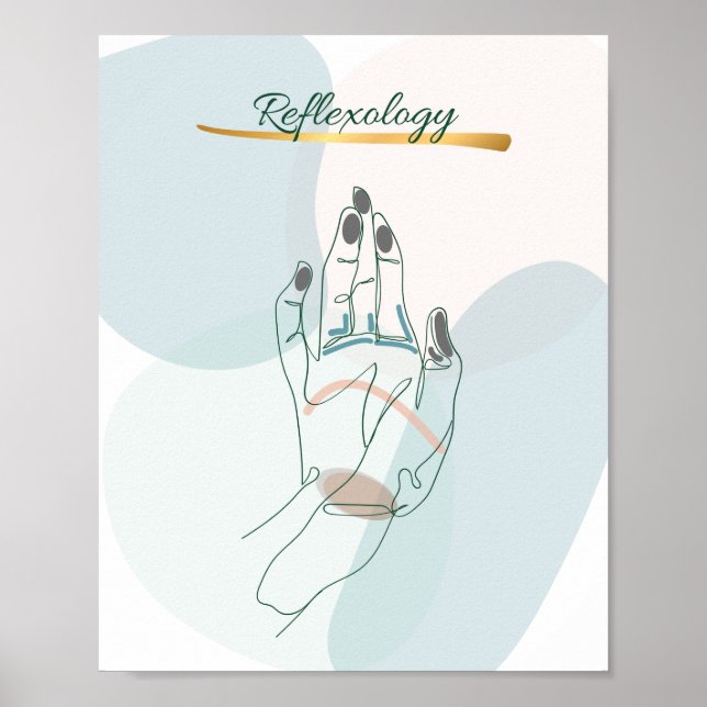Abstract Reflexology Hand Map Neutral Tones Poster (Front)