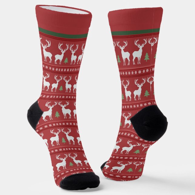 Abstract Reindeer Socks with Name (Angled)