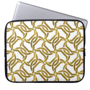 Abstract repeatable background of golden twisted s laptop sleeve