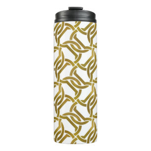 Abstract repeatable background of golden twisted s thermal tumbler