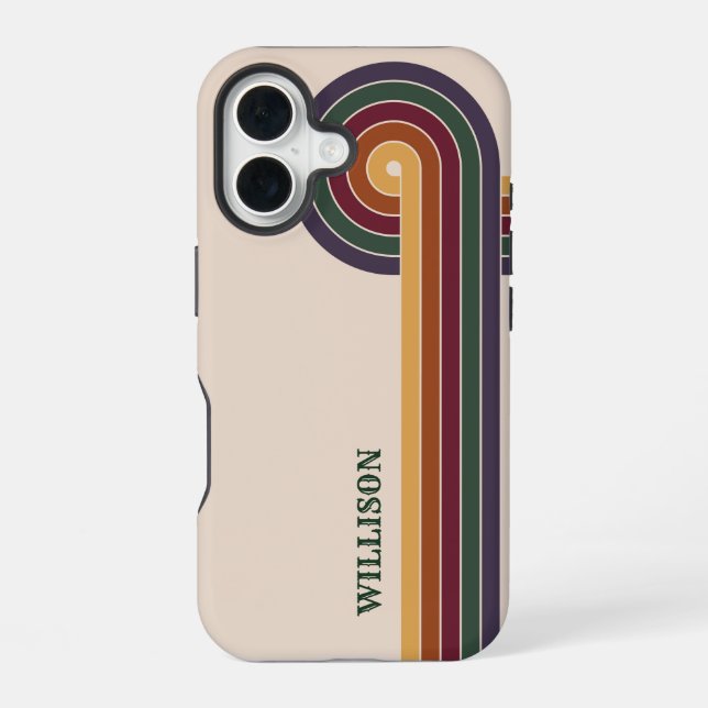 Abstract Retro 1980s Pattern iPhone 16 Case (Back)