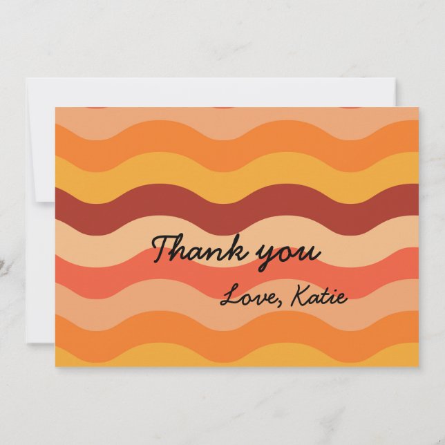 Abstract retro 70s groovy funky  personalised thank you card (Back)