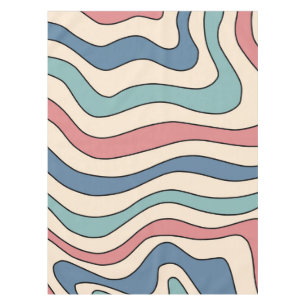 Abstract Retro 70s Marble Blue Red Groovy Pattern Tablecloth